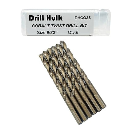 9/32-Inch Cobalt Steel M35 Jobber Length Twist Drill Bits for Hard Metal, Stainless Steel, Pack of 6 - size: 9/32 in