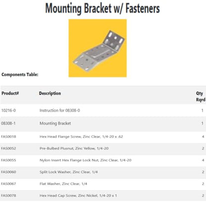 MB111, Mounting Bracket w/ Fasteners