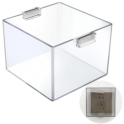 Strong Magnet Magnetic Push Button Switch Protective Cover Dustproof Waterproof Transparent for Computer Cocket Emergency Stop Button Square 84 * 84 * 62mm - color: Square Hole: 84*84*62mm