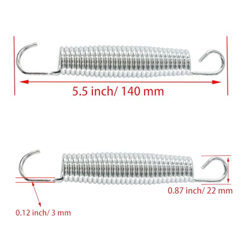2Pcs Extended Tension Spring Wire Diameter 0.12", OD 0.87", Free Length 5.5" Steel Compressed Springs Heavy Duty with Dual Hook or Replacement Parts,Machinery Furniture - size: 3*22*140mm