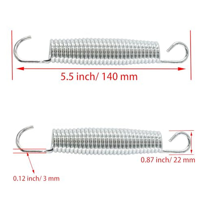 2Pcs Extended Tension Spring Wire Diameter 0.12", OD 0.87", Free Length 5.5" Steel Compressed Springs Heavy Duty with Dual Hook or Replacement Parts,Machinery Furniture - size: 3*22*140mm