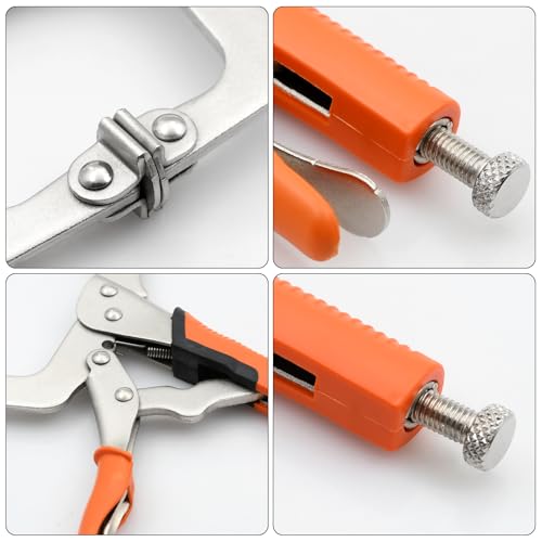 6 Inch C Clamp, Heavy Duty Vise Grip Locking Pliers Adjustable Face Clamp for Woodworking, Welding and Pocket Hole Joinery, 2 Packs (Orange, 6 Inch) - size: 6 Inch
