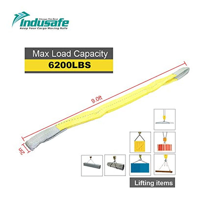 2" x 3’ Poly Web Sling Lifting Strap for Rigging Moving Towing Hoisting Work Gear