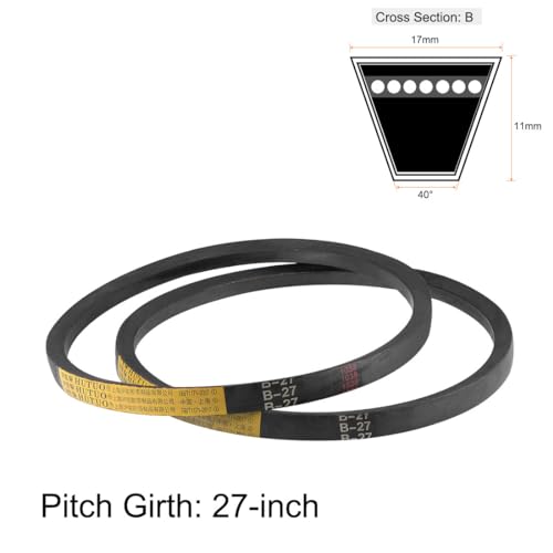 uxcell B27 V-Belts 27" Pitch Length, B-Section Rubber Drive Belt 2pcs - size: 27"