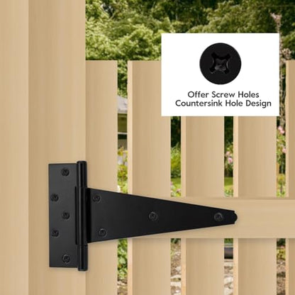 HOME MASTER HARDWARE 10" Heavy Duty Gate Hinges, 6 Pack T Strap Hinges - size: 10 in-6 Pack