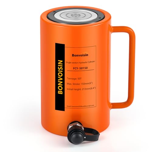 Bonvoisin Hydraulic Ram Cylinder 50T Hydraulic Jack Porta Power 6" Stroke Long Ram Single Acting Lifting Cylinders for Machinery Shipbuilding - size: 50T 6Inch