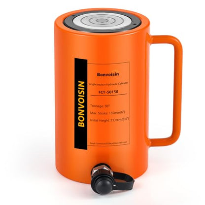 Bonvoisin Hydraulic Ram Cylinder 50T Hydraulic Jack Porta Power 6" Stroke Long Ram Single Acting Lifting Cylinders for Machinery Shipbuilding - size: 50T 6Inch