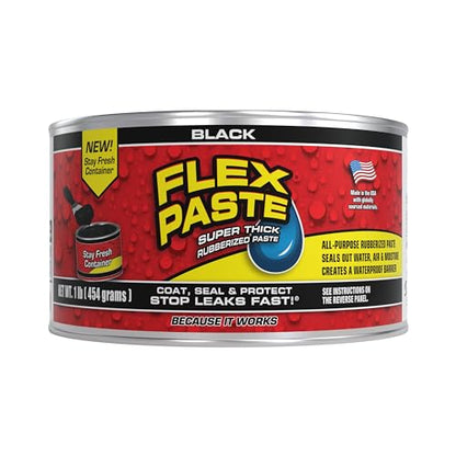 Flex Paste Rubberized Waterproof Sealant Paste, Black, Half-Quart, 1-Pack - color: Black, size: Half-Quart