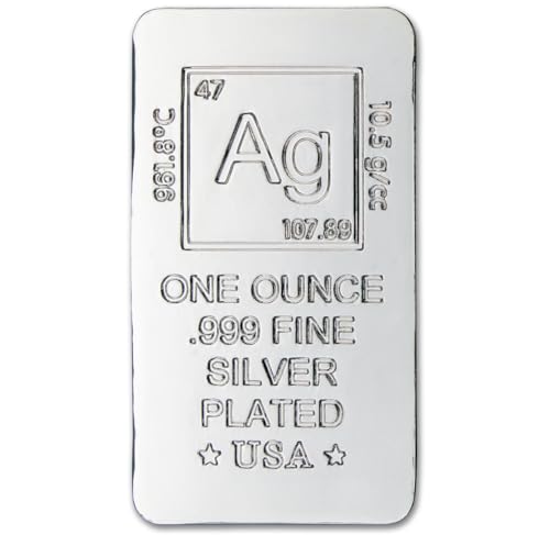 1 oz Silver Plated Bar (Flat Style) .999 Pure Paperweight - color: Silver-plated