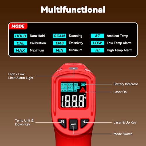 Wintact Infrared Thermometer, Surface Temperature Gun -58℉ to 1112℉