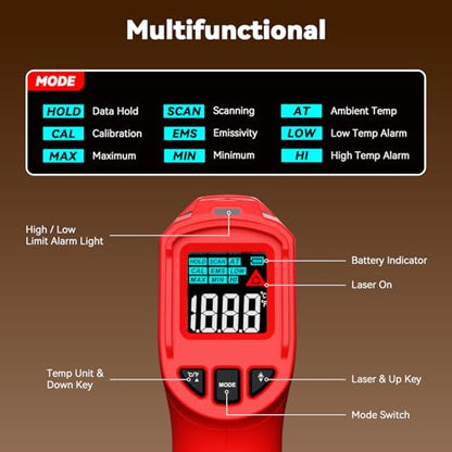 Wintact Infrared Thermometer, Surface Temperature Gun -58℉ to 1112℉