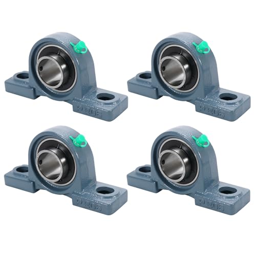 4 Pack UCP206-20 Pillow Block Bearing - Pack of 4 Mounted Pillow Block Bearings - 1 1/4" Mounted Pillow Block Chrome Steel Bearings Solid Cast Iron Base - Self Alignment - style: UCP206-20