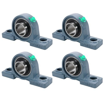 4 Pack UCP206-20 Pillow Block Bearing - Pack of 4 Mounted Pillow Block Bearings - 1 1/4" Mounted Pillow Block Chrome Steel Bearings Solid Cast Iron Base - Self Alignment - style: UCP206-20