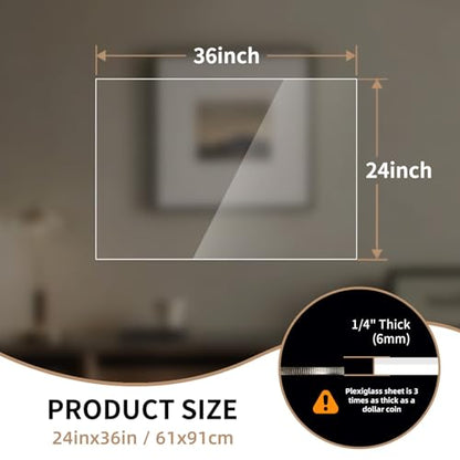 2 Pack 24" x 36" Plexiglass Sheets 1/4 inch Thick (6mm) - size: 24" x 36", 6mm Thick