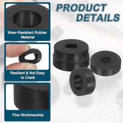 uxcell 10Pcs Thick Rubber Spacer, 1-1/2 Inch OD x 1/2 Inch ID x 3/8 Inch Thickness Round Rubber Bushings Anti Vibration Flat Spacer Washers for Home Industrial Machinery - size: 1-1/2 Inch OD x 1/2 Inch ID x 3/8 Inch T