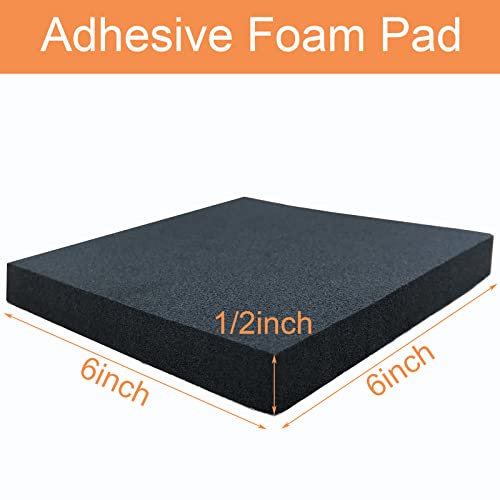 8 Pcs Black Adhesive Foam Pads Closed Cell Foam Sheets 1/2" Thick X 6" X 6" - size: 6in X 6in X 1/2in