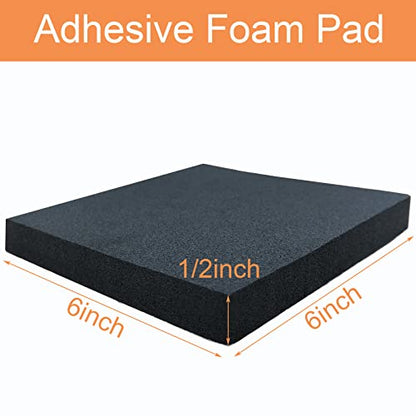 8 Pcs Black Adhesive Foam Pads Closed Cell Foam Sheets 1/2" Thick X 6" X 6" - size: 6in X 6in X 1/2in
