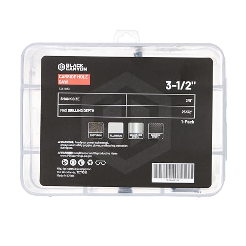 BLACK CANYON 3-1/2" Carbide Hole Saw, Doubling as Hole Saw & Drill bit with 3-Flat Shank and YG10X Carbide Cutter Head. Ideal for Stainless Steel, Aluminum, Carbon Steel - size: 3-1/2 inch