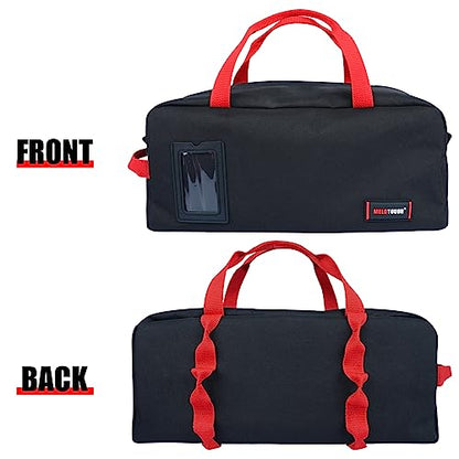 MELOTOUGH Tool Tote Bag Canvas Tool Storage Bag Combo Kit-Includes 1 Medium & 1 Big Toolbag for Electrician,Mechanic,Construction,HVAC (Black) - color: A-Black & Black