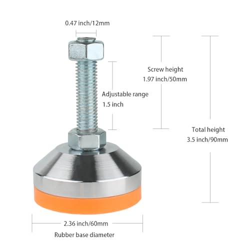 Heavy-duty Leveling Feet, M12 Thread, Set of 4(Load Capacity 5200 lb) - size: D60xM12xH50,4 Pack