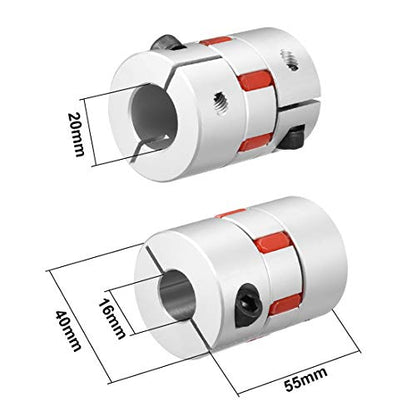 uxcell Shaft Coupling 16mm to 20mm Bore L55xD40 Flexible Coupler Joint for Servo Stepped Motor - size: 16 to 20mm L55xD40