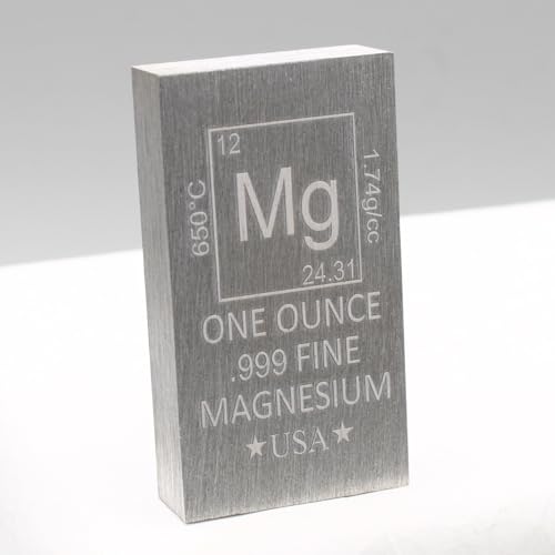 1 oz Magnesium Bar (Flat Style) .999 Pure Paperweight - color: Magnesium