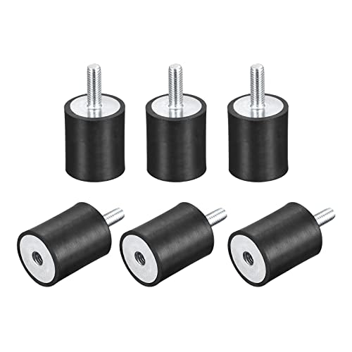 uxcell Rubber Mounts 6pcs M6 Male/Female Vibration Isolator Shock Absorber, for Garage Motor Air Compressor Car Boat Bobbins, D25mmxH30mm - size: M6x25mmx30mm