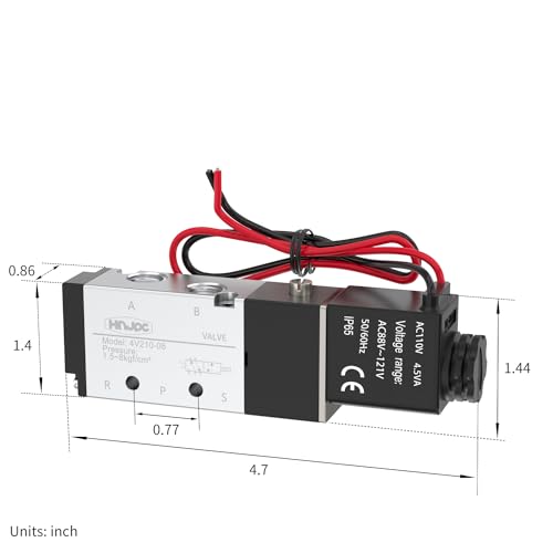 4V210-08 5/2 Way Pneumatic Solenoid Valve, 110V AC Single Solenoid Pilot Operated, Electric Air Control Valve for Air Cylinders, Automation (4V210-08 AC110V/Out of line) - color: Out of line/AC110V