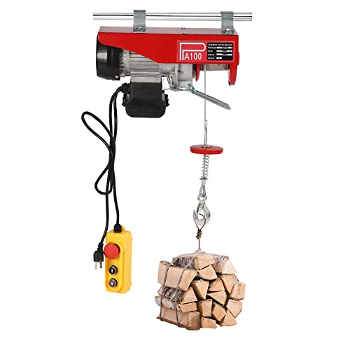 Electric Hoist, 220lbs Electric Winch, Steel Electric Lift, 110V Electric Hoist with Remote Control and Single/Double Slings for Lifting in Factories, Warehouses, Construction Site and Mine Filed - size: 110kg/220lbs