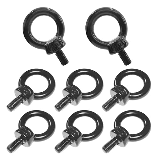 M8 Eye Bolt, 8Pcs Black Lifting Eye Bolts Screw Heavy Duty - size: M8, Black