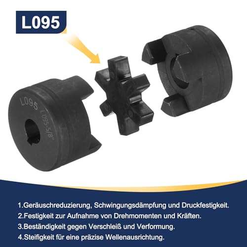 uxcell 5/8" to 7/8" L095 Flexible 3-Piece L-Jaw Coupling Coupler Set - size: 5/8 " to 7/8"