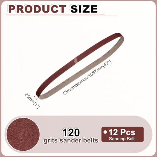 HARFINGTON 1 x 42 Inch Sanding Belts, 12 Pcs 120 Grits Aluminum Oxide Abrasive Belt Sander File Belt for Woodworking, Metal Polishing, Knife Sharpener - size: 1 x 42 Inch(120 Grit)