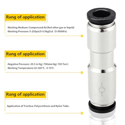 Yoebor 3/8" OD Check Valve Push to Connect Inline Air Pneumatic Valves 2pcs - size: 3/8" OD