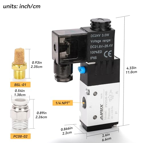 1/4" NPT Solenoid Valve 3V210-08, 3-Way N.C., DC 24V, DIN - size: NPT1/4″/DC24/Junction on Box, style: 2-Position 3-Way Solenoid Valve
