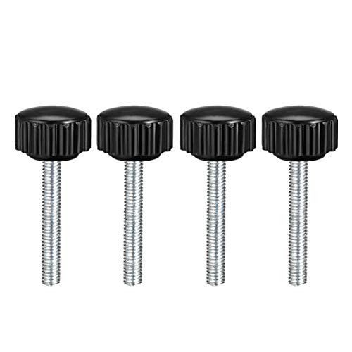 uxcell M4 x 30mm Metric Male Thread Knurled Clamping Knobs Black 4 Pcs - size: M4 x 30