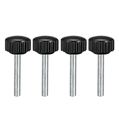uxcell M4 x 30mm Metric Male Thread Knurled Clamping Knobs Black 4 Pcs - size: M4 x 30