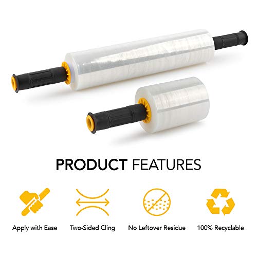 Modern Innovations Clear Stretch Wrap Roll Bundle - (2) 15" Rolls, (2) 5" Rolls, (2) Handles,(4000 Feet) Shrink Wrap for Moving, Packing Supplies for Wrapping Furniture, Plastic Pallet Cling - size: 4 Count