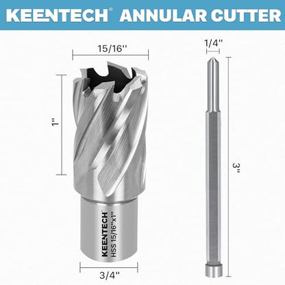 KEENTECH M2AL HSS Annular Cutter,15/16 Inch Diameter x 1 Inch Depth, - size: 15/16" dia, style: 1" depth