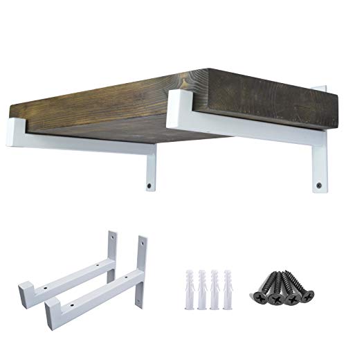 OVOV 2 Pack Heavy Duty Shelf Brackets 6 Inch Metal Shelf Supports White - color: White, size: 6 Inch