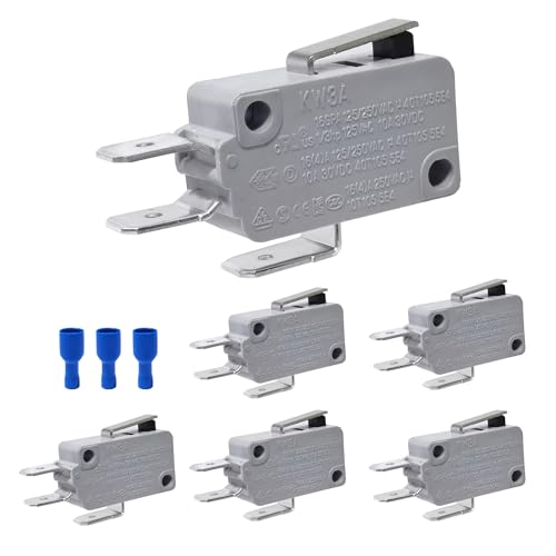 6Pcs Micro Limit Switch Short Straight Hinge Lever Arm SPDT Snap Action Switch for Arduino,KW3A 16A 125/250V - color: KW3A-16Z1