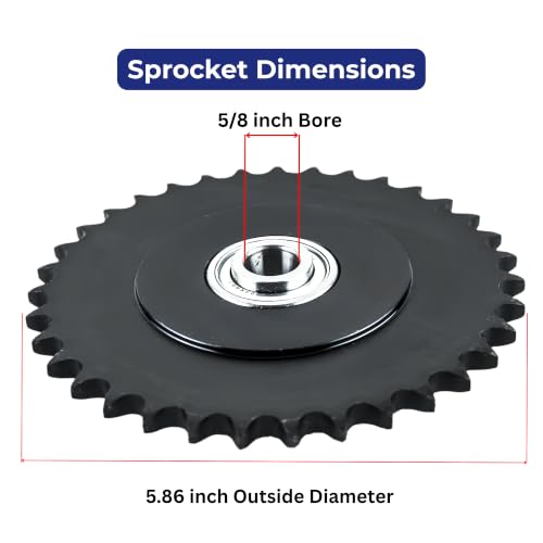 Jeremywell #40 Roller Chain Idler Sprocket, 35 Tooth, 5/8" Bore, Hardened Steel