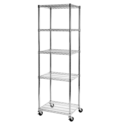 UltraDurable 5-Tier NSF Steel Wire Shelving, 24"W x 18"D x 75"H - color: Steel, size: 5-Tier Shelving, 24" W x 18" D