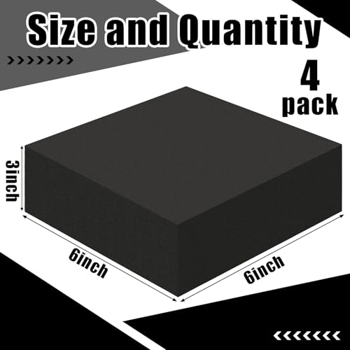 4 Pcs 3" Thick Foam Padding Sheet with Adhesive Backing Closed Cell - color: Black, size: 3 Inch Thick, 6 x 6 Inches