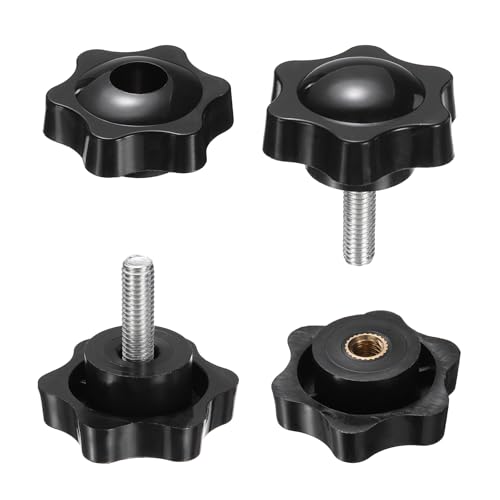 HARFINGTON Star Knobs M6 x 16mm Male + M6 Female Thread 38mm Head 2 Set - size: M6 x 16mm + M6 x 38mm