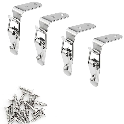 4PCS 58mm Stainless Steel 90-Degree Tool Box Hood Locks Latches Cabinet Trunk Trailer Tool Box Door Hood Locks Latches Tool Box Hasps Closet Case Box Chest Barn Crate Hasps Latches - size: 58mm