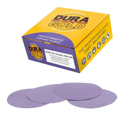 Dura-Gold Premium 100 Grit 6" Purple Film Ceramic Sanding Discs, Box of 50 - style: 100 Grit