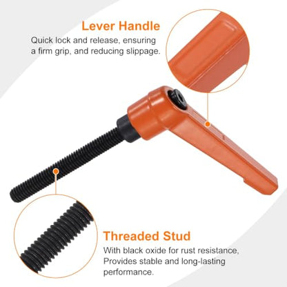 uxcell Clamping Lever Handles for Lathe, M6x50mm Male Thread Orange 4Pcs - size: M6x50mm