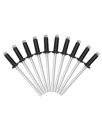 QWORK Aluminum Blind Rivets, 500 Pcs 1/8" x 3/8" Black Rivets, Large Flang Rivets