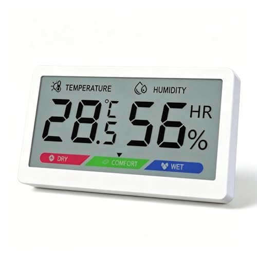 Digital Hygrometer Room Thermometer for Indoor Home Use, 3.08" Compact LCD Display, 15s Fast Refresh, 3-Color Comfort Indicator, High Accuracy Temperature Humidity Monitor