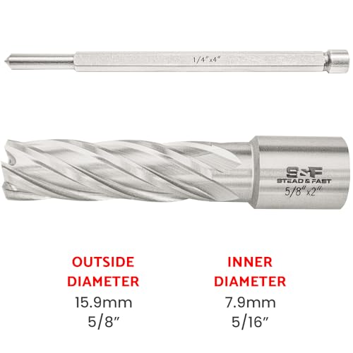 S&F STEAD & FAST Annular Cutter with Pilot Pin, 5/8" x 2", Mag Drill Bit - size: 5/8" x 2"